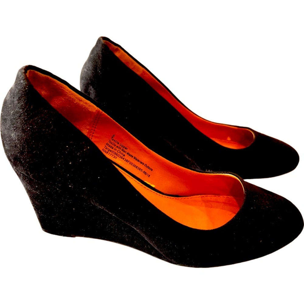 Size 6 Black Suede Wedge Heels